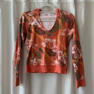 Tropical V-Neck Pullover Sweatshirt
